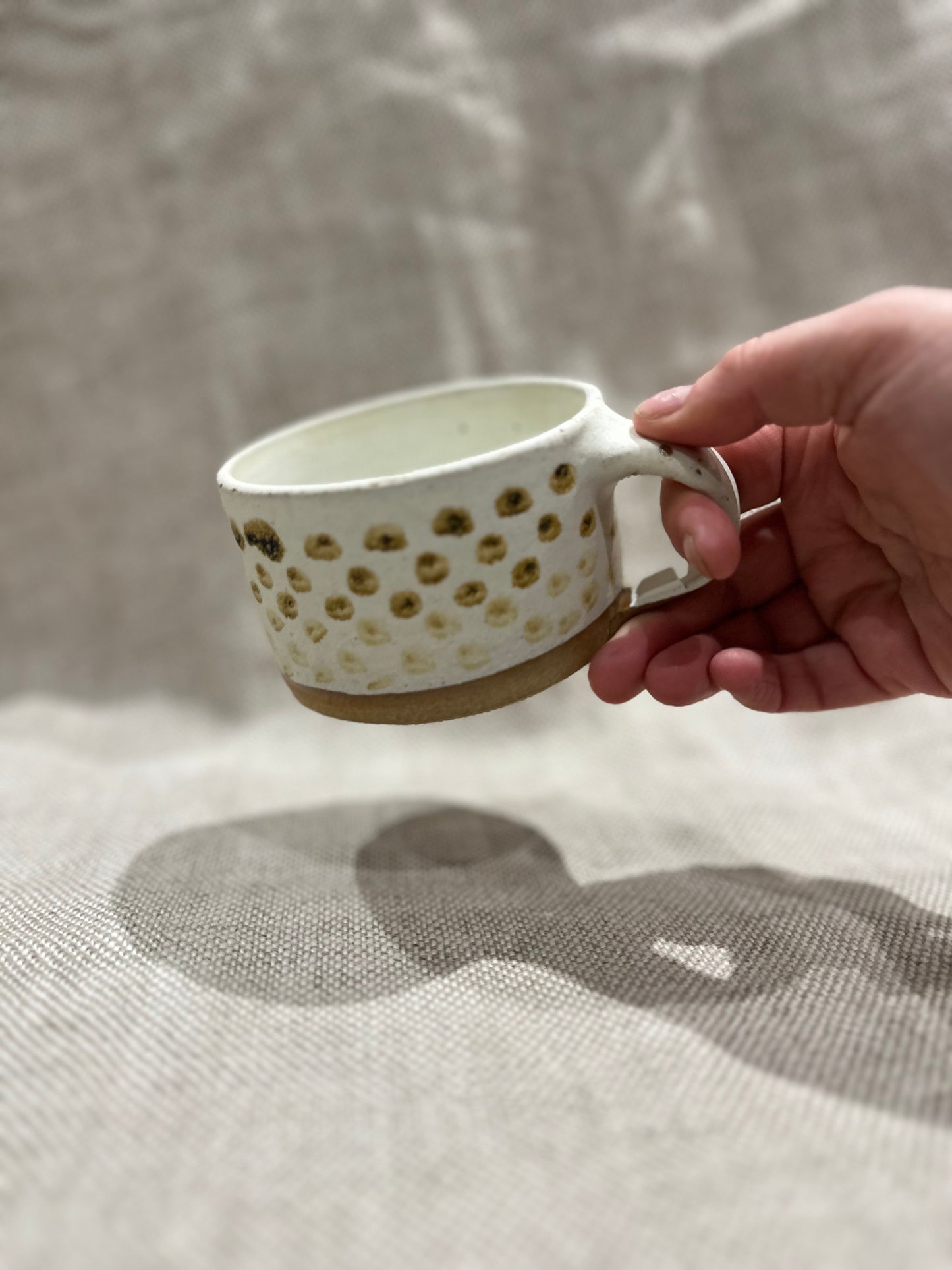Matte white mug with Iron Oxide Decoration