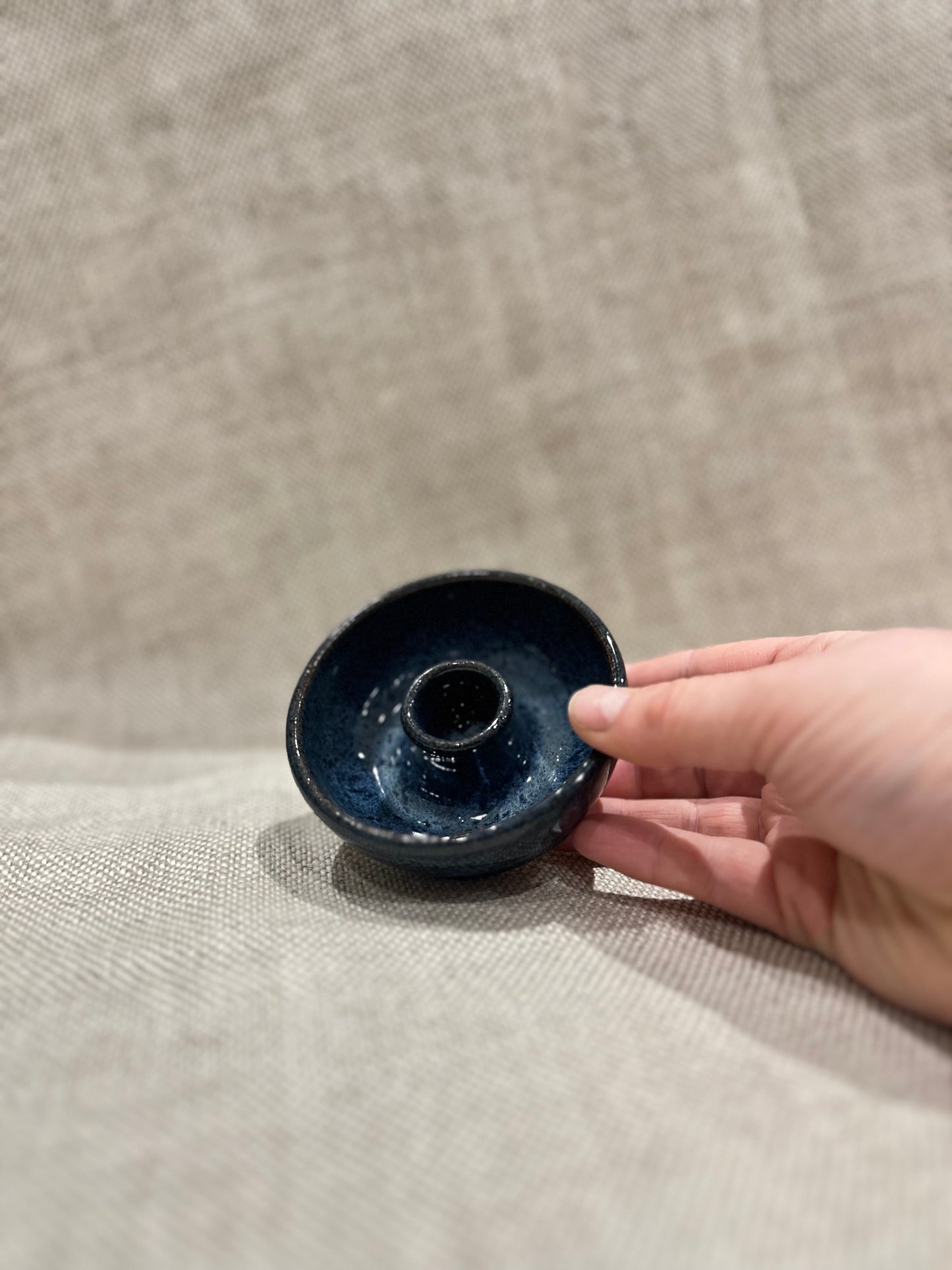 Blue Tapered candle holder
