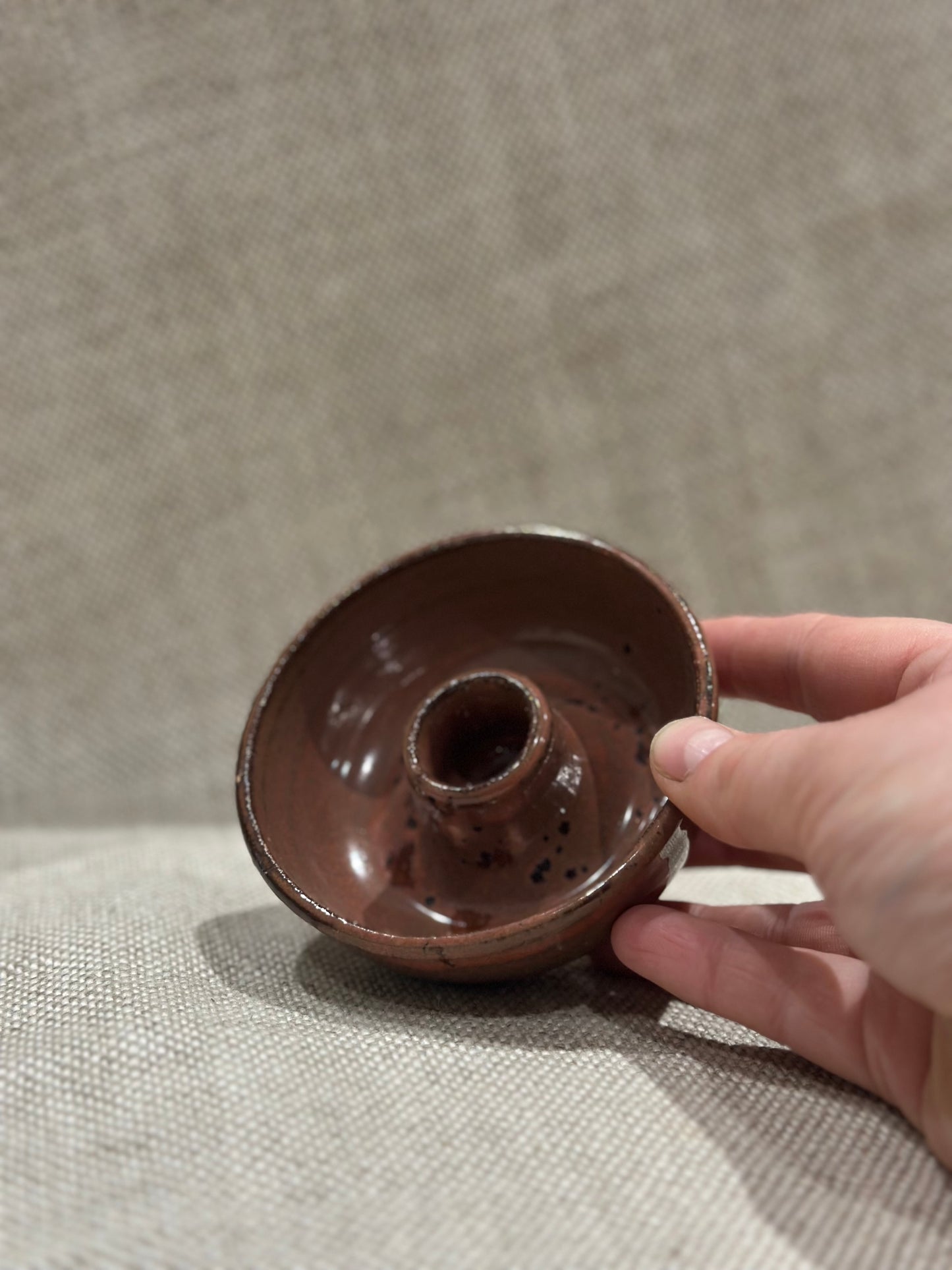 Plum tapered candle holder