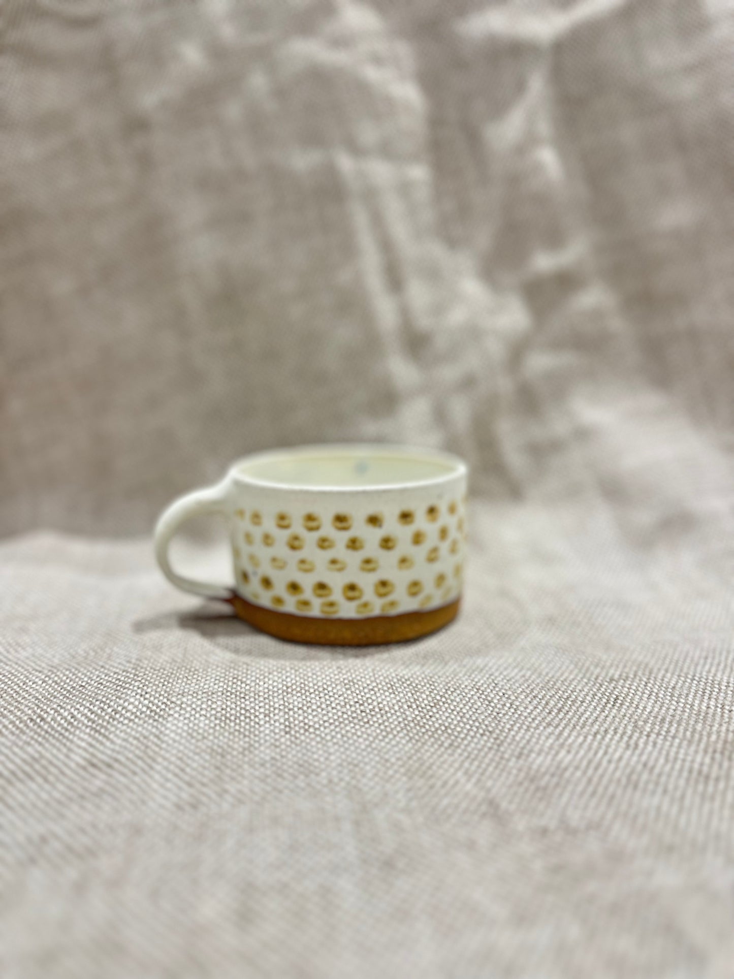 Matte white mug with Iron Oxide Decoration